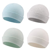 Zsedrut Spring Infant Hospital Beanie Newborn Baby Girls Cotton Hat Tolddler Boy Soft Double-Layer Hat(6-12 Months,White+Blue+Gray+Green)